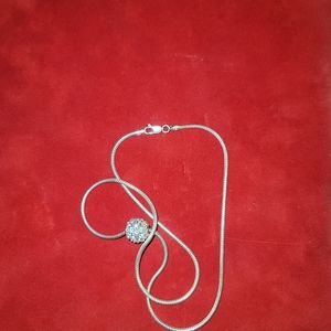 18" 925 Italian silver chain w diamond ball pendant